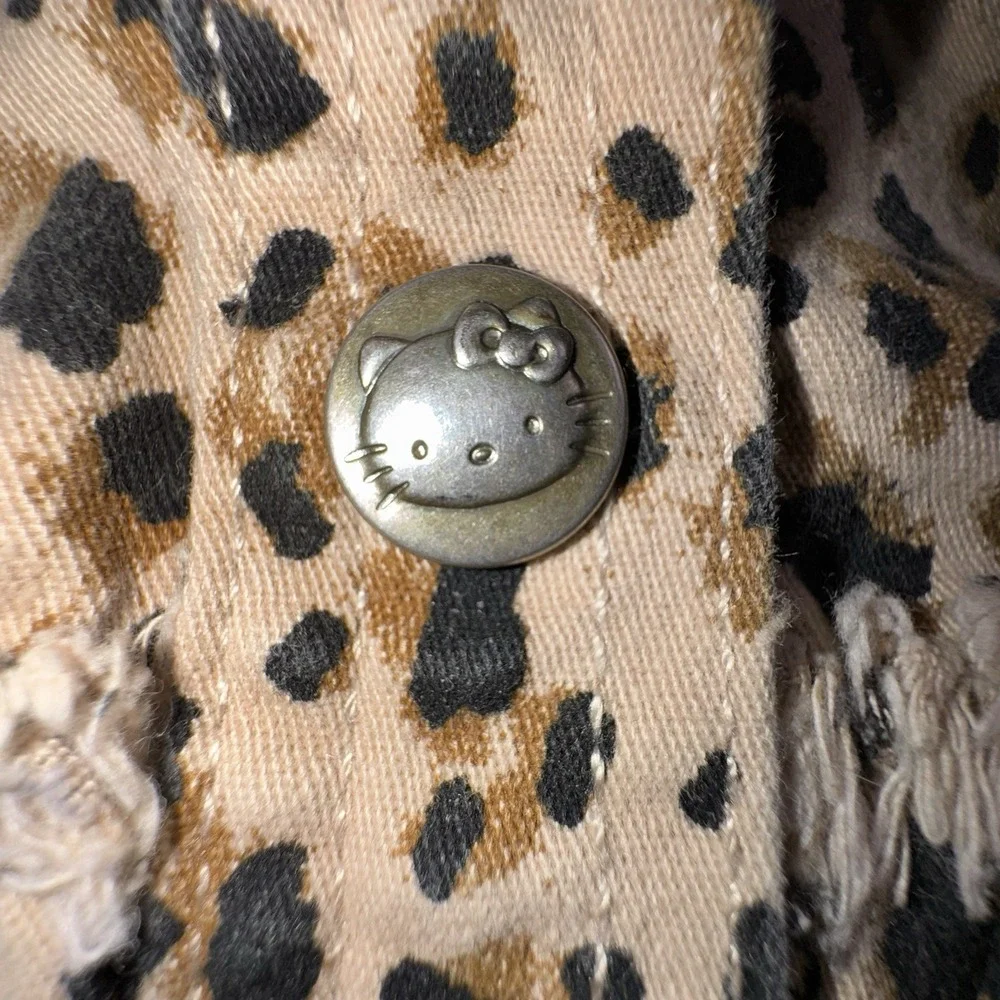 Hello Kitty Girls Size 6 Leopard‎ Print Peplum Stretch Jacket Sequin HK Buttons